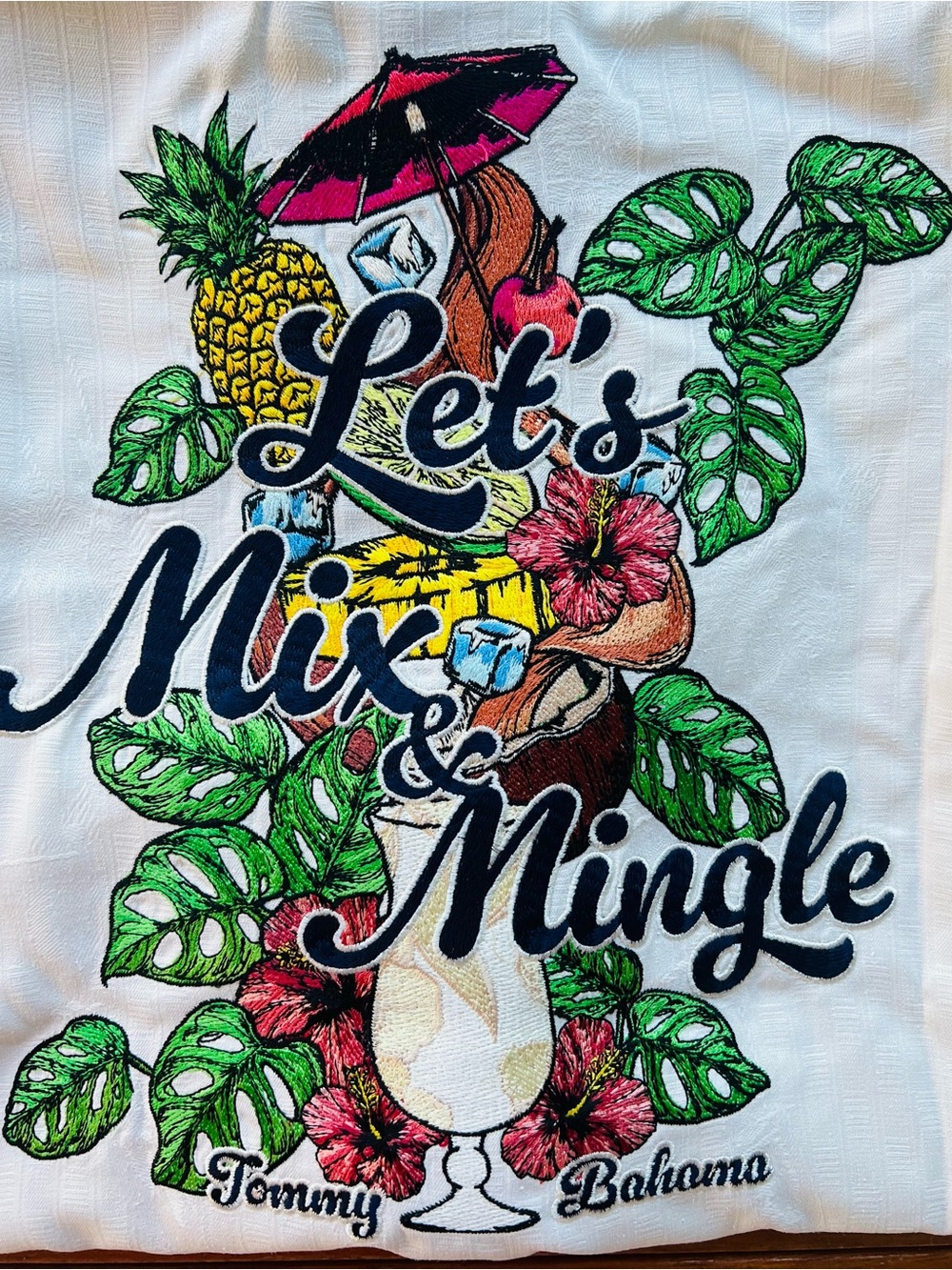 Tommy Bahama Men’s Embroidered Silk Camp Shirt Let’s Mix And Mingle XXL NWT $168